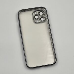 قاب گوشی iPhone 12 Pro Max آیفون ژله ای پشت شفاف محافظ لنز دار رنگ کرومی مدل Unique Case کد 13339