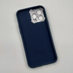 قاب گوشی iPhone 13 Pro Max آیفون متال کیس سیلیکونی داخل پارچه ای محافظ لنز دار رنگ آبی کد 29794