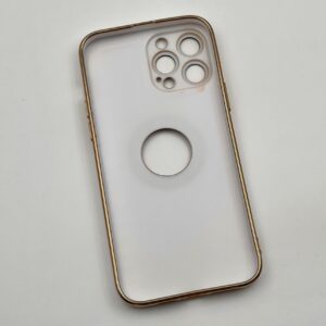 قاب گوشی iPhone 13 Pro Max آیفون ژله ای My Case دور طلایی MagSafe محافظ لنز دار سفید کد 52877