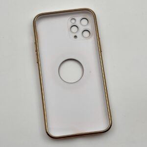 قاب گوشی iPhone 11 Pro آیفون ژله ای مای کیس MagSafe دور طلایی محافظ لنز دار سفید کد 65453