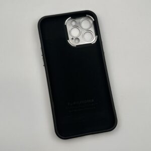 قاب گوشی iPhone 13 Pro Max آیفون متال کیس سیلیکونی داخل پارچه ای محافظ لنز دار رنگ مشکی کد 77648