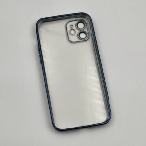 قاب گوشی iPhone 12 آیفون ژله ای پشت شفاف محافظ لنز دار رنگ آبی مدل Unique Case کد 78702