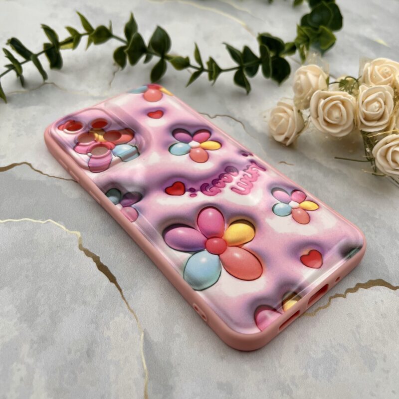 قاب گوشی Galaxy A73 سامسونگ ژله ای سه بعدی پافری طرح گل رنگارنگ 3D محافظ لنز دار کد 38265 - Image 2