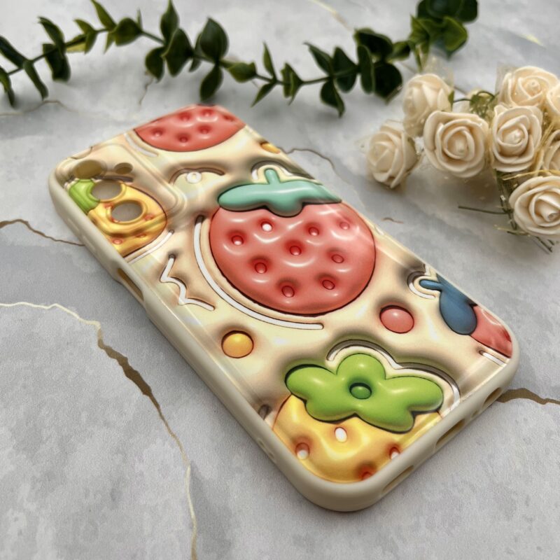 قاب گوشی Galaxy A14 سامسونگ ژله ای سه بعدی پافری طرح توت فرنگی 3D محافظ لنز دار کد 52277 - Image 2
