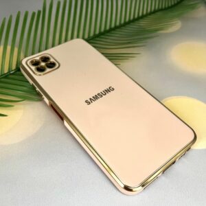 قاب گوشی Galaxy A22 5G سامسونگ ژله ای مای کیس طرح Gold Line دور طلایی محافظ لنز دار گلبهی کد 76941