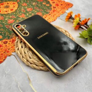 قاب گوشی Galaxy A34 5G سامسونگ ژله ای مای کیس طرح Gold Line دور طلایی محافظ لنز دار مشکی کد 51830