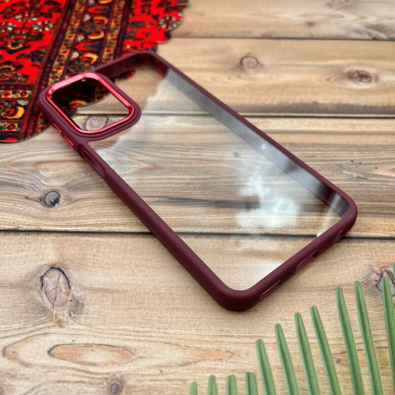 قاب گوشی A23 سامسونگ New Skin اورجینال متال دور سیلیکونی شفاف زرشکی کد 34704 - Image 2