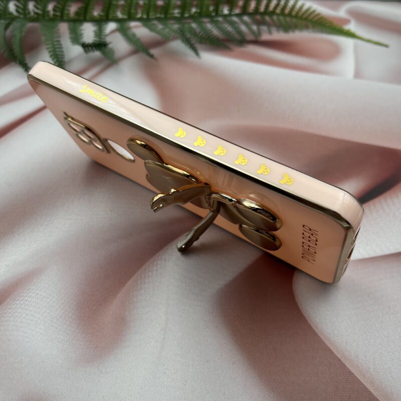 قاب گوشی Redmi Note 9 شیائومی ژله ای My Case مای کیس مدل خرس تدی طلایی برجسته محافظ لنز دار پاپ سوکت دار گلبهی کد 48027 - Image 2