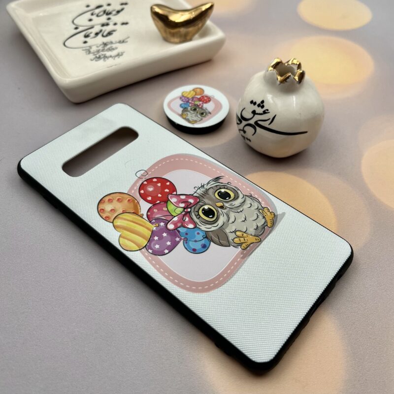 قاب گوشی Galaxy S10 Plus سامسونگ دور ژله ای طرح برجسته فانتزی مدل جغد پاپ سوکت دار کد 81273 - Image 2