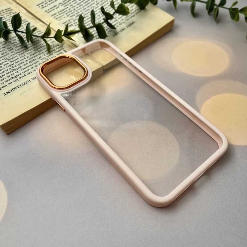 قاب گوشی iPhone 11 Pro Max آیفون New Skin اورجینال متال دور سیلیکونی شفاف گلبهی کد 81458 - Image 2