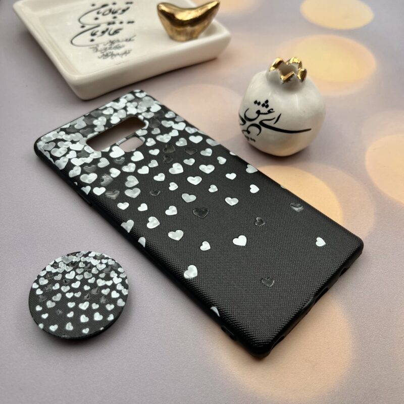 قاب گوشی Galaxy Note 9 سامسونگ دور ژله ای طرح برجسته فانتزی مدل بارش قلب پاپ سوکت دار کد 90246 - Image 2