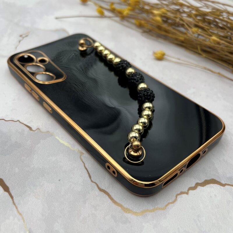 قاب گوشی Galaxy A34 5G سامسونگ مای کیس لاکچری My Case دستبندی نگین دار مرواریدی محافظ لنز دار مشکی دور طلایی کد 19462 - Image 2