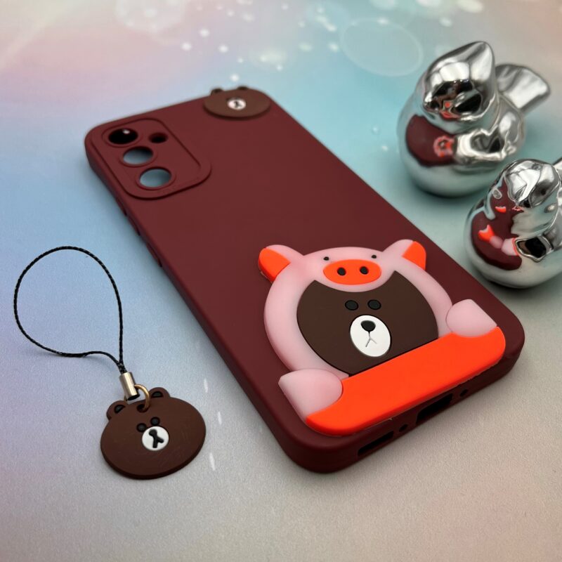 قاب گوشی Galaxy A34 سامسونگ سیلیکونی عروسکی برجسته بند آویز دار طرح خرس تدی teddy bear محافظ لنز دار کد 34462 - Image 2