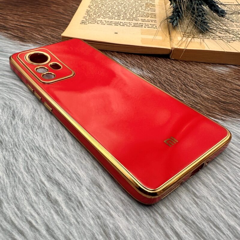 قاب گوشی Xiaomi 12 Pro شیائومی ژله ای مای کیس طرح Gold Line دور طلایی محافظ لنز دار قرمز کد 44358 - Image 2