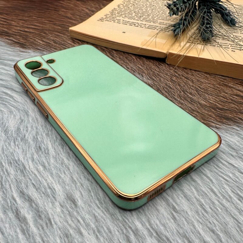 قاب گوشی Galaxy S21 FE سامسونگ ژله ای مای کیس طرح Gold Line دور طلایی محافظ لنز دار سبز پاستلی کد 44531 - Image 2