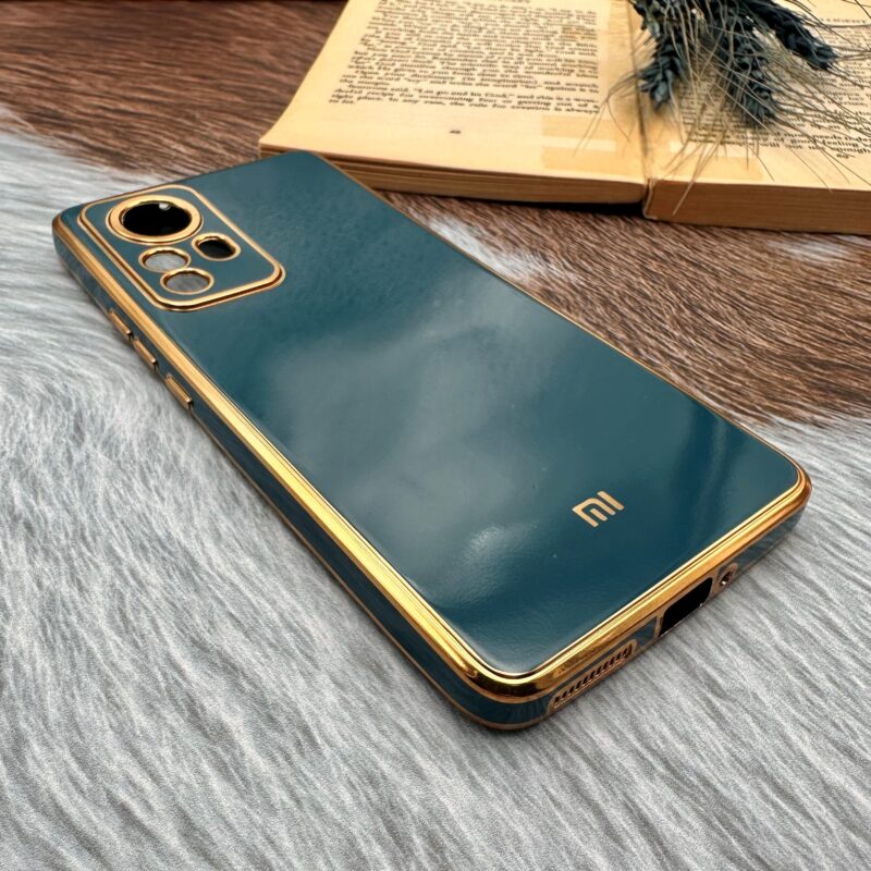 قاب گوشی Xiaomi 12 Pro شیائومی ژله ای مای کیس طرح Gold Line دور طلایی محافظ لنز دار آبی کد 49178 - Image 2