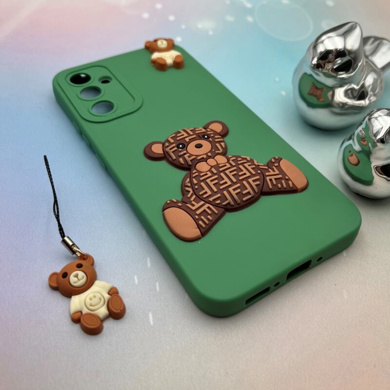 قاب گوشی Galaxy A34 سامسونگ سیلیکونی عروسکی برجسته بند آویز دار طرح تدی فندی teddy bear محافظ لنز دار کد 56138 - Image 2