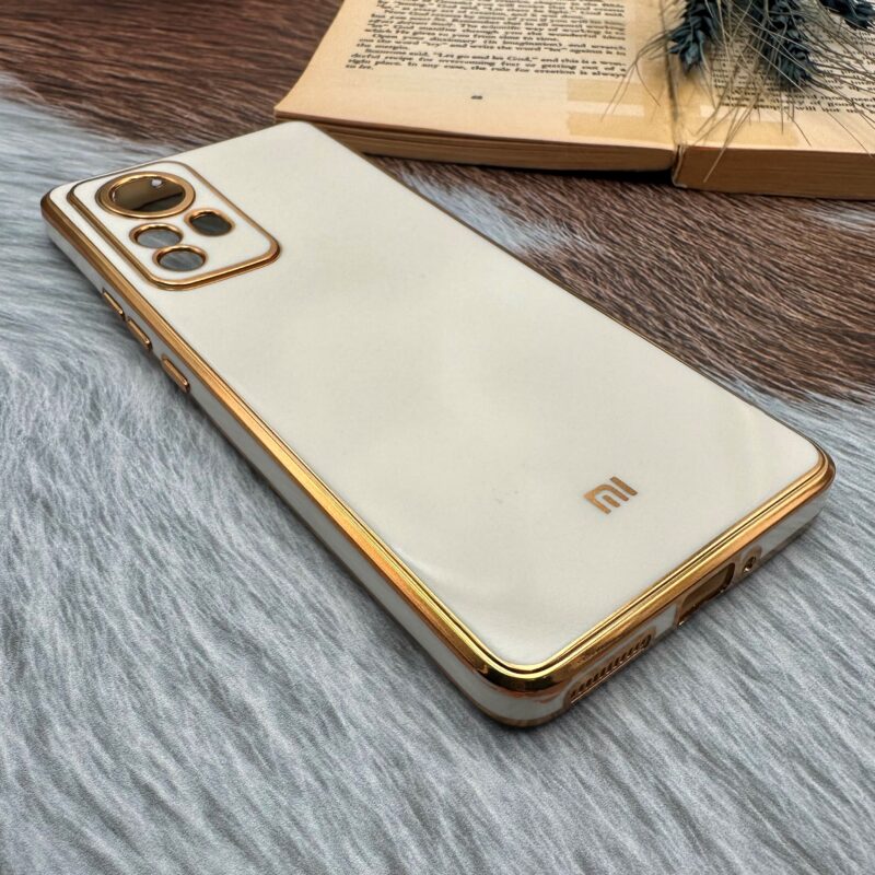 قاب گوشی Xiaomi 12 Pro شیائومی ژله ای مای کیس طرح Gold Line دور طلایی محافظ لنز دار سفید کد 95044 - Image 2