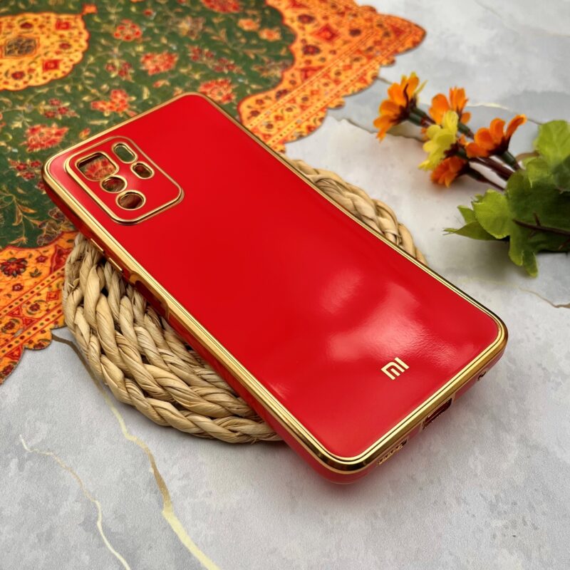 قاب گوشی Redmi Note 10 Pro 5G / Poco X3 GT شیائومی ژله ای مای کیس طرح Gold Line دور طلایی محافظ لنز دار قرمز کد 97777 - Image 2
