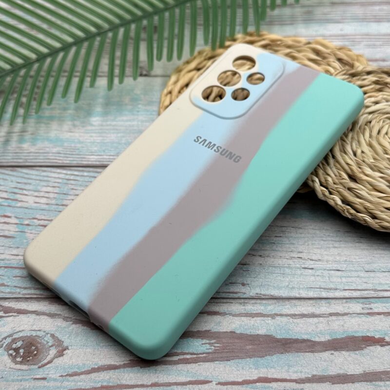 قاب گوشی Galaxy A73 سامسونگ سیلیکونی پاک کنی اورجینال آبرنگی رنگین کمانی داخل مخمل محافظ لنز دار کد 10988 - Image 2
