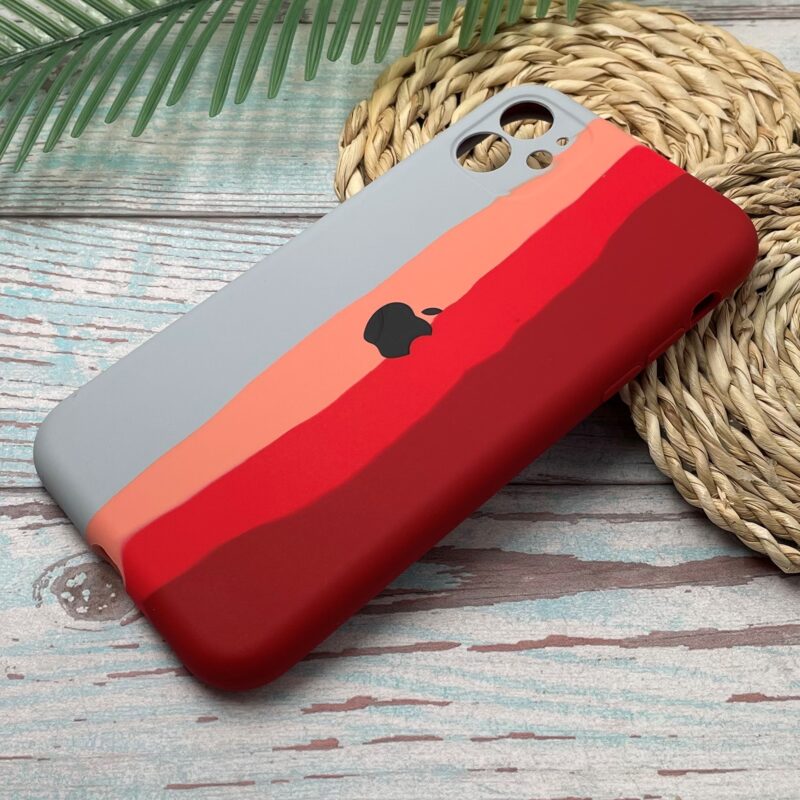 قاب گوشی iPhone 11 آیفون سیلیکونی پاک کنی اورجینال آبرنگی رنگین کمانی داخل مخمل محافظ لنز دار کد 73117 - Image 2