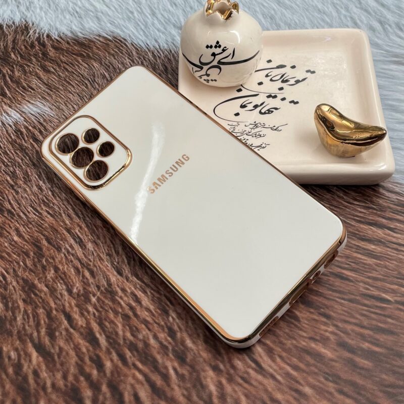 قاب گوشی A23 سامسونگ ژله ای مای کیس طرح Gold Line دور طلایی محافظ لنز دار سفید کد 21387 - Image 2