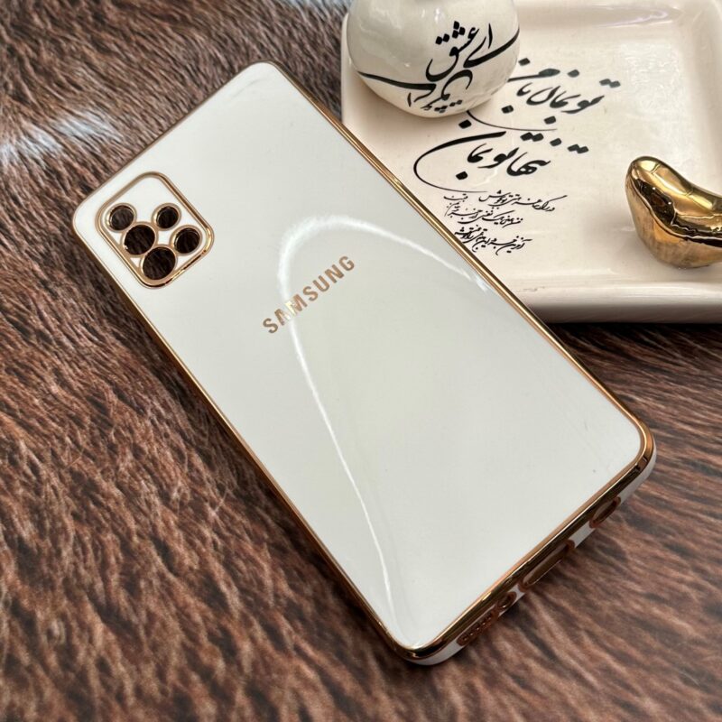 قاب گوشی Galaxy A51 سامسونگ ژله ای مای کیس طرح Gold Line دور طلایی محافظ لنز دار سفید کد 23441 - Image 2