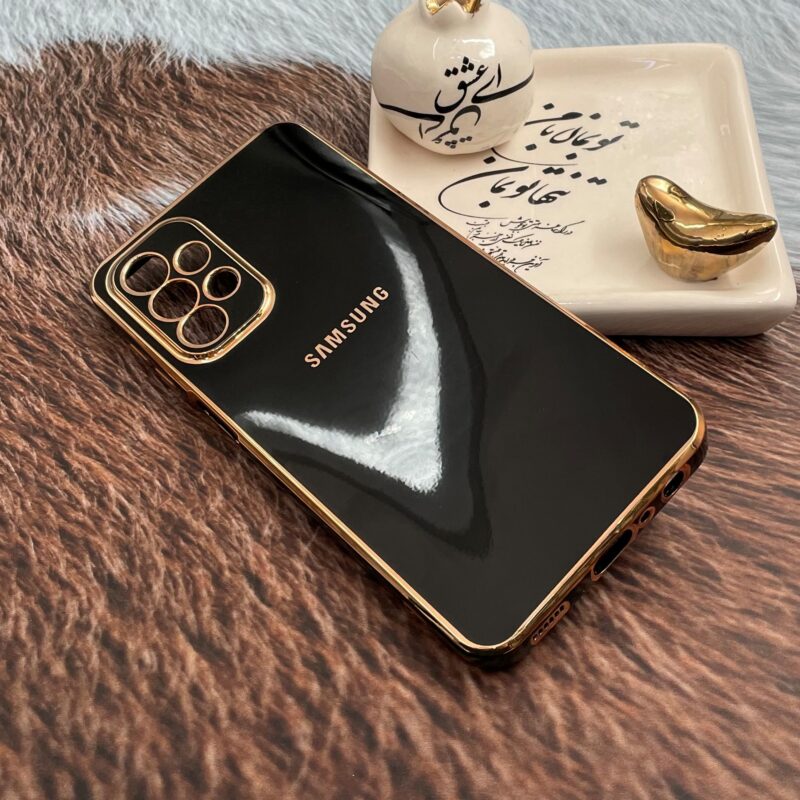 قاب گوشی A23 سامسونگ ژله ای مای کیس طرح Gold Line دور طلایی محافظ لنز دار مشکی کد 27636 - Image 2