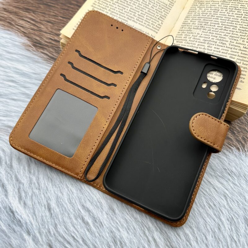 کیف گوشی Redmi Note 12S شیائومی چرم مگنتی نیلکین NILLKIN جاکارتی بند آویز دار محافظ لنزدار عسلی کد 28489 - Image 2