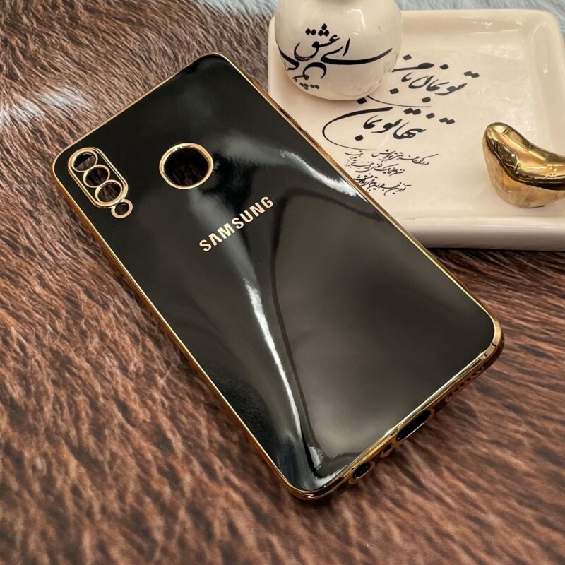 قاب گوشی Galaxy A20S سامسونگ ژله ای مای کیس طرح Gold Line دور طلایی محافظ لنز دار مشکی کد 29147 - Image 2