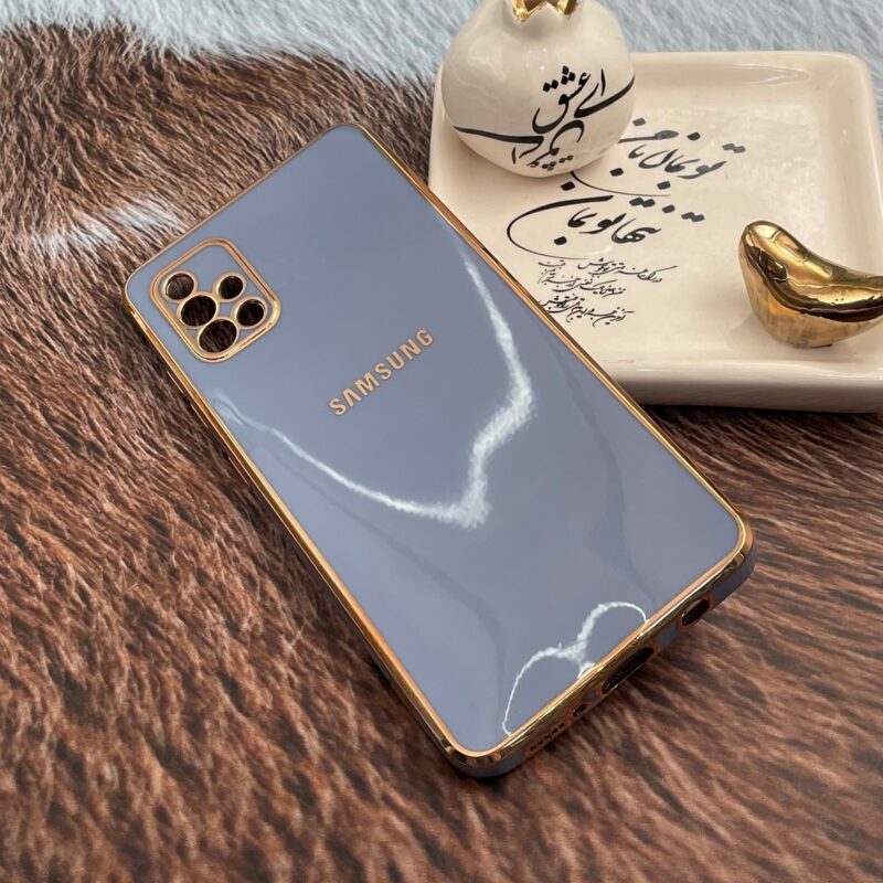 قاب گوشی Galaxy A51 سامسونگ ژله ای مای کیس طرح Gold Line دور طلایی محافظ لنز دار آبی فیلی کد 37832 - Image 2