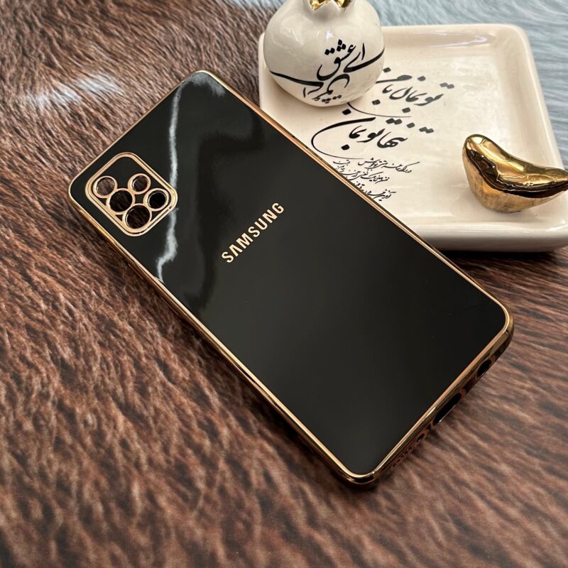 قاب گوشی Galaxy A51 سامسونگ ژله ای مای کیس طرح Gold Line دور طلایی محافظ لنز دار مشکی کد 63753 - Image 2