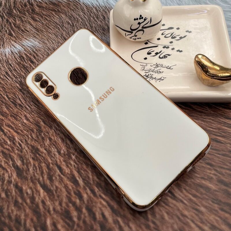 قاب گوشی Galaxy A20S سامسونگ ژله ای مای کیس طرح Gold Line دور طلایی محافظ لنز دار سفید کد 66063 - Image 2