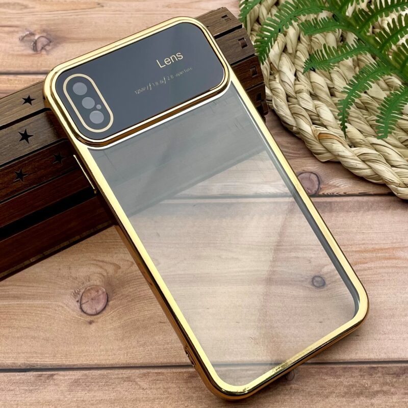 قاب گوشی iPhone X / iPhone XS آیفون Camera Lens شفاف محافظ لنز دار دور طلایی کد 75550 - Image 2