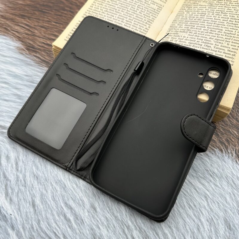 کیف گوشی Galaxy A14 سامسونگ چرم مگنتی نیلکین NILLKIN جاکارتی محافظ لنزدار مشکی کد 79088 - Image 2