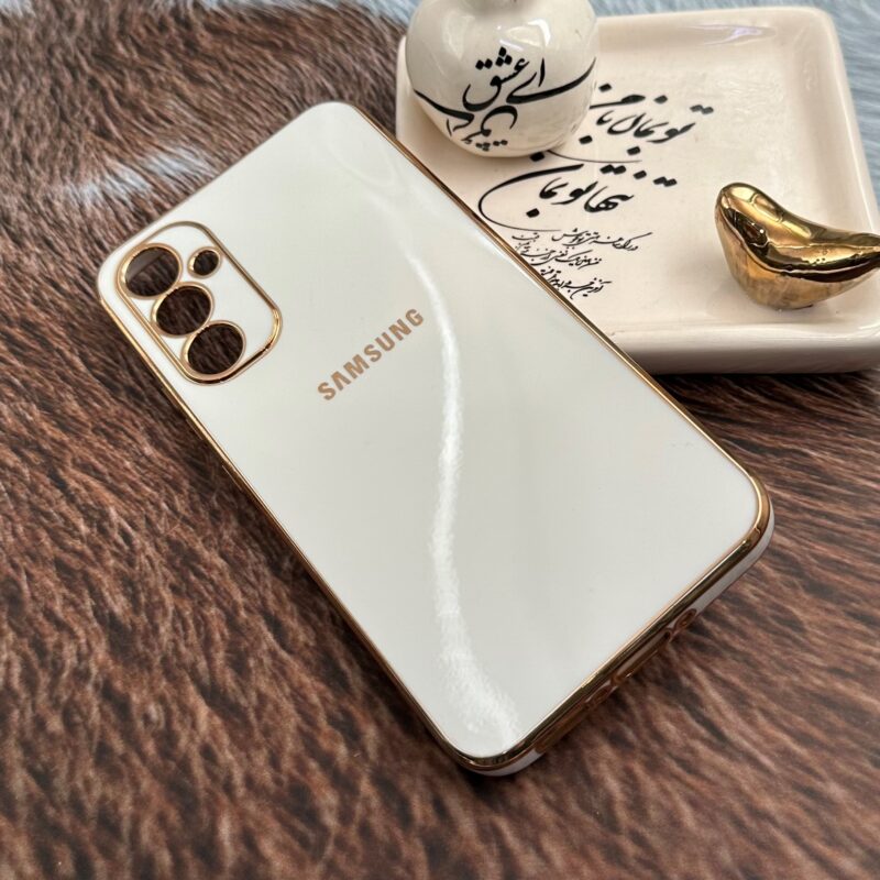 قاب گوشی Galaxy A34 سامسونگ ژله ای مای کیس طرح Gold Line دور طلایی محافظ لنز دار سفید کد 84910 - Image 2
