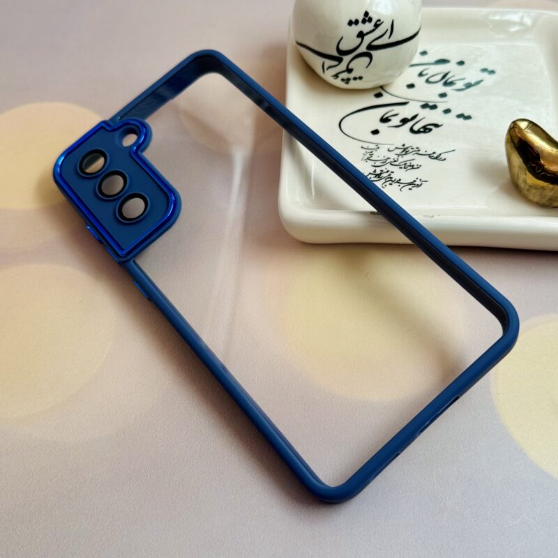 قاب گوشی Galaxy S21 FE سامسونگ اورجینال دور سیلیکونی متال کیس شفاف محافظ لنزدار شیشه ای آبی کد 10641 - Image 2