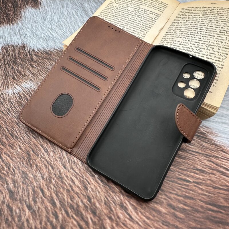 کیف گوشی A23 سامسونگ چرم مگنتی جاکارتی محافظ لنزدار قهوه ای کد 12979 - Image 2
