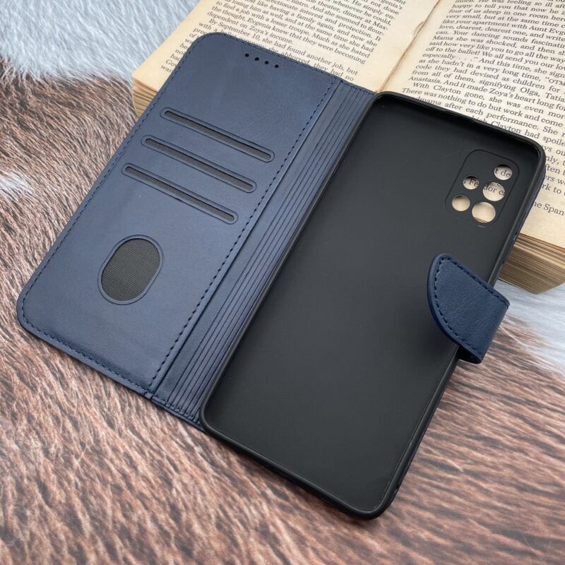 کیف گوشی Galaxy A51 سامسونگ چرم مگنتی جاکارتی محافظ لنزدار سرمه ای کد 13080 - Image 2