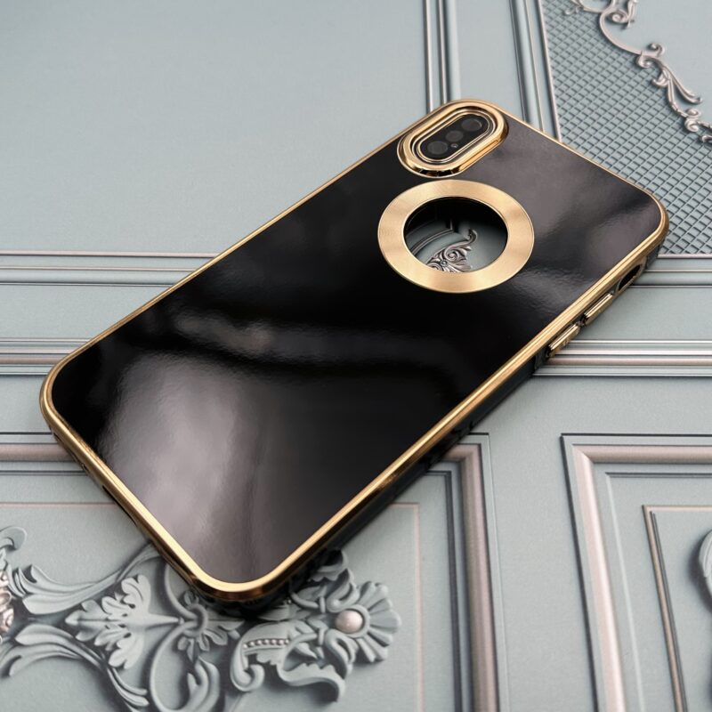 قاب گوشی iPhone X / iPhone XS آیفون دبل متال مای کیس مگ سیف دور طلایی محافظ لنز دار شیشه ای رنگ مشکی کد 53338 - Image 2