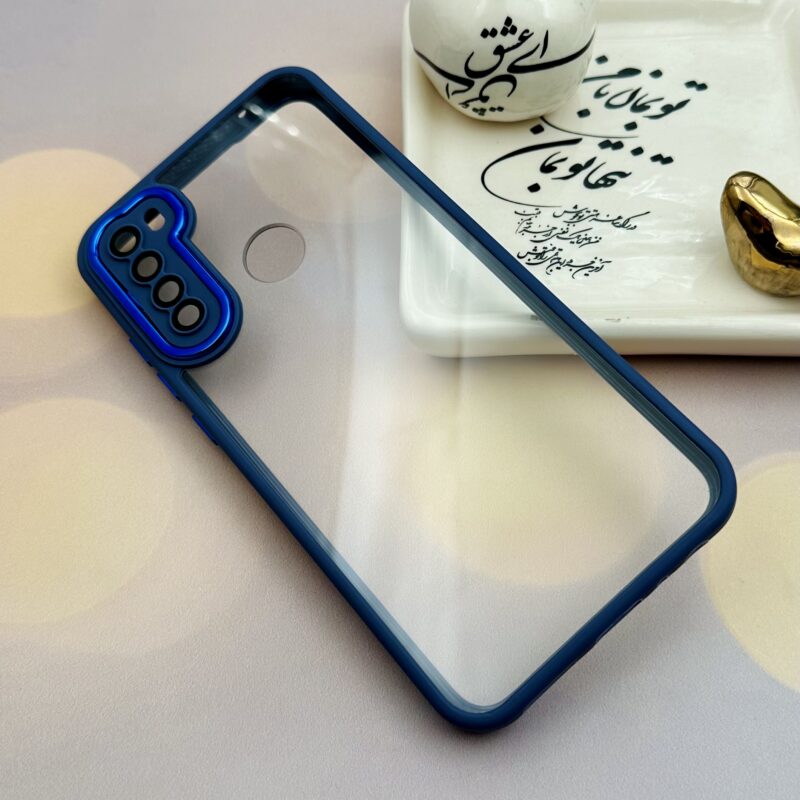 قاب گوشی Redmi Note 8 / Redmi Note 8 2021 شیائومی اورجینال دور سیلیکونی متال کیس شفاف محافظ لنزدار شیشه ای آبی کد 54811 - Image 2