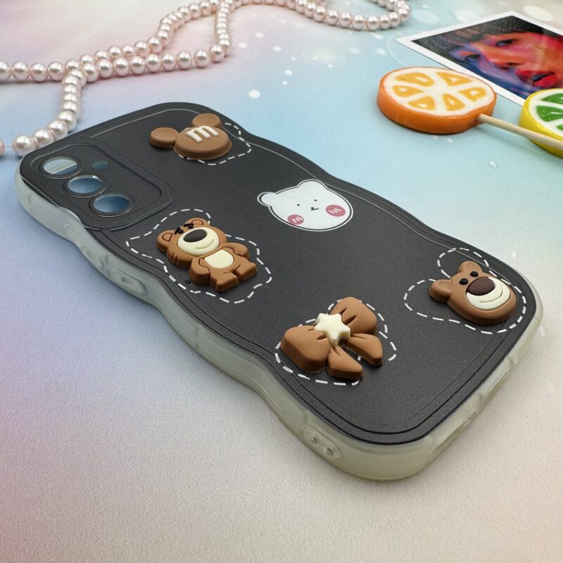 قاب گوشی Galaxy A34 سامسونگ عروسکی سه بعدی برجسته بالشتی رنگ مشکی خرسی کد 72991 - Image 2
