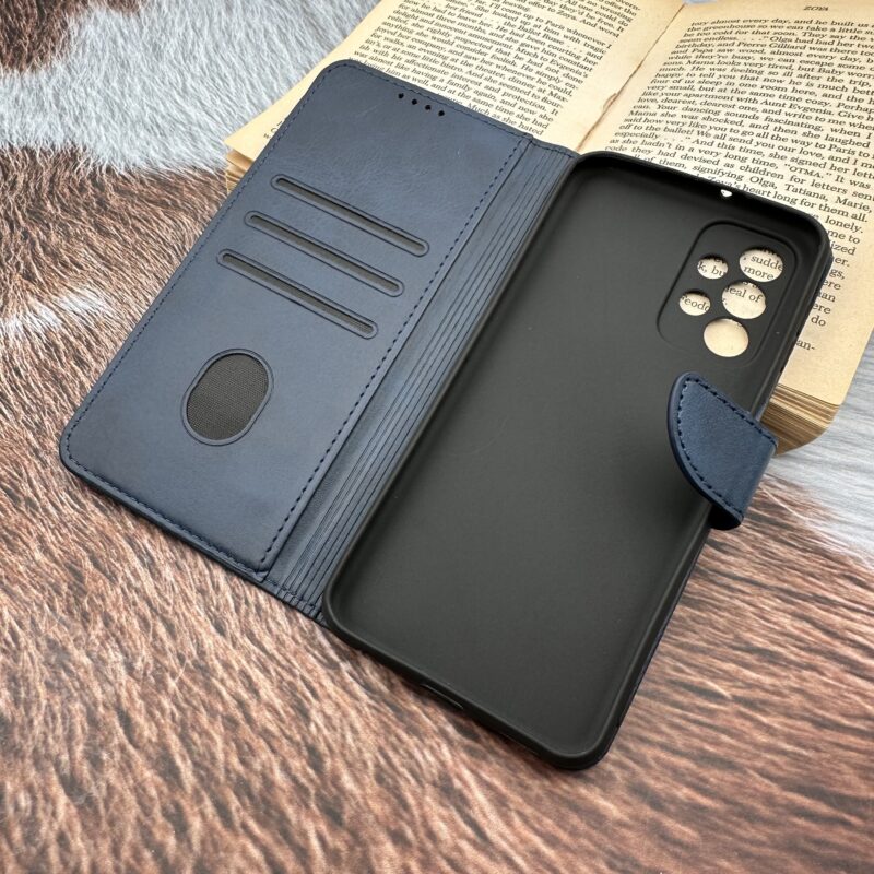 کیف گوشی A23 سامسونگ چرم مگنتی جاکارتی محافظ لنزدار سرمه ای کد 73668 - Image 2