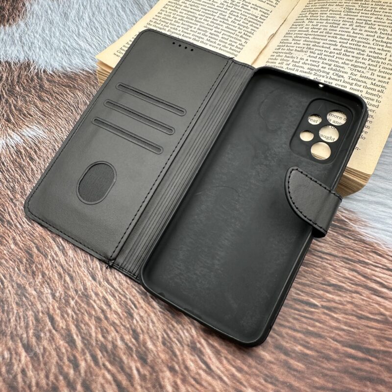 کیف گوشی A23 سامسونگ چرم مگنتی جاکارتی محافظ لنزدار مشکی کد 78005 - Image 3