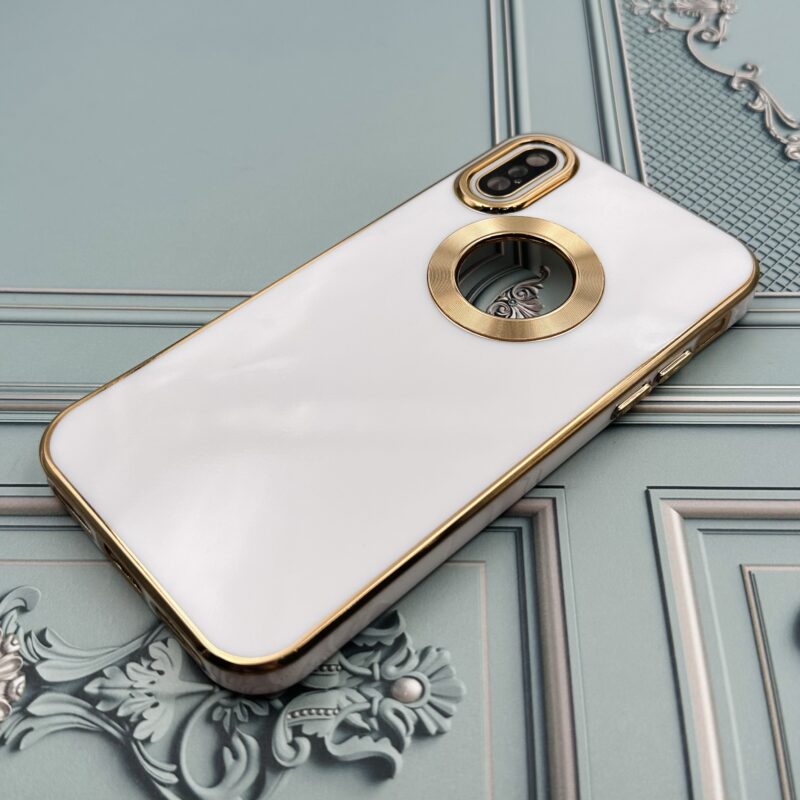 قاب گوشی iPhone X / iPhone XS آیفون دبل متال مای کیس مگ سیف دور طلایی محافظ لنز دار شیشه ای رنگ سفید کد 85257 - Image 2