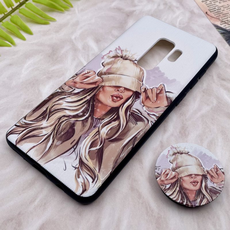 قاب گوشی Galaxy S9 Plus سامسونگ فانتزی برجسته طرح دختر کلاه پوش پاپ سوکت دار کد 85621 - Image 2