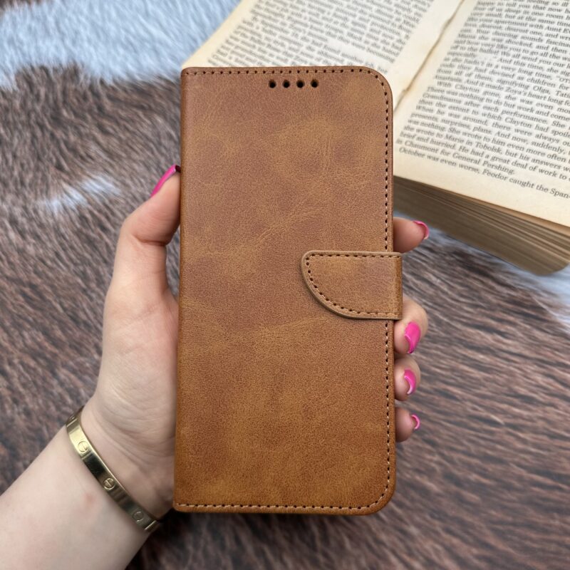 کیف گوشی Galaxy A32 4G سامسونگ چرم مگنتی جاکارتی محافظ لنزدار عسلی کد 91227 - Image 3