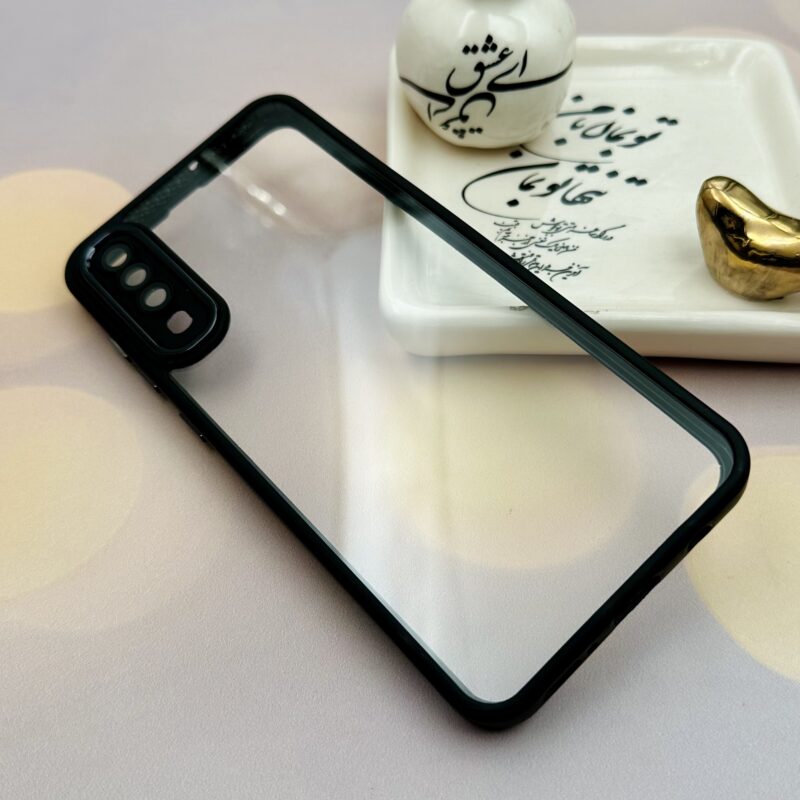 قاب گوشی Galaxy A30S / Galaxy A50S / Galaxy A50 سامسونگ اورجینال دور سیلیکونی متال کیس شفاف محافظ لنزدار شیشه ای مشکی کد 97882 - Image 2