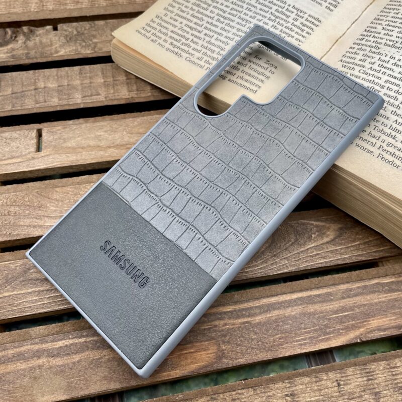 قاب گوشی Galaxy S23 Ultra سامسونگ چرمی کروکودیل لاکچری خاص رنگ طوسی کد 15130 - Image 2