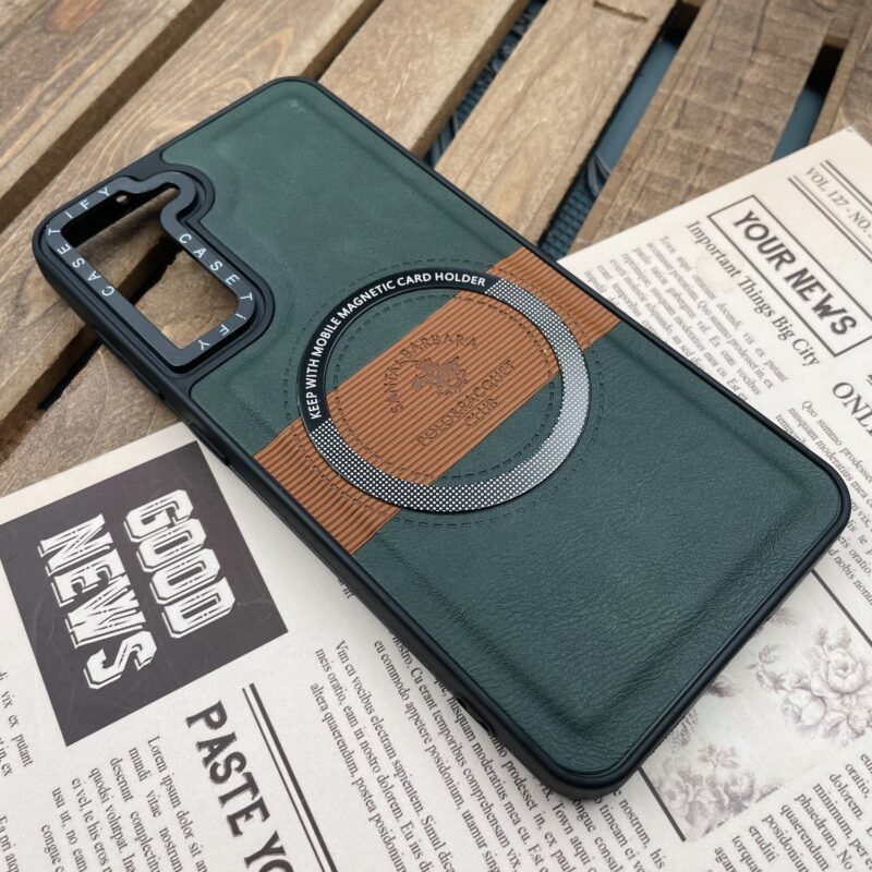 قاب گوشی Galaxy S21 FE سامسونگ مگ سیف اورجینال چرم دور سیلیکونی Casetify پولو سبز کد 28043 - Image 2